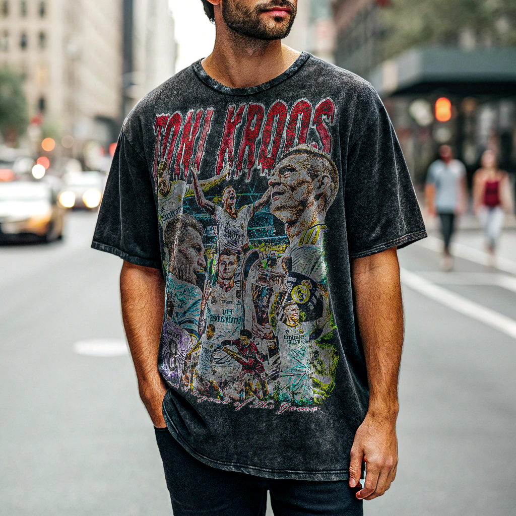 Vintage Toni Kroos Acid Wash Oversize T-Shirt - 250 GSM