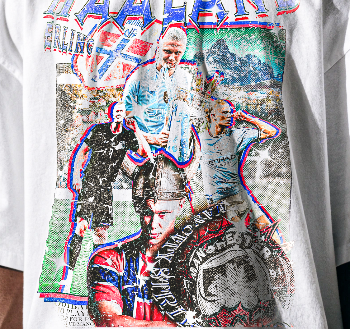 Vintage Erling Haaland Streetwear Loose Drop Shoulder T-Shirt