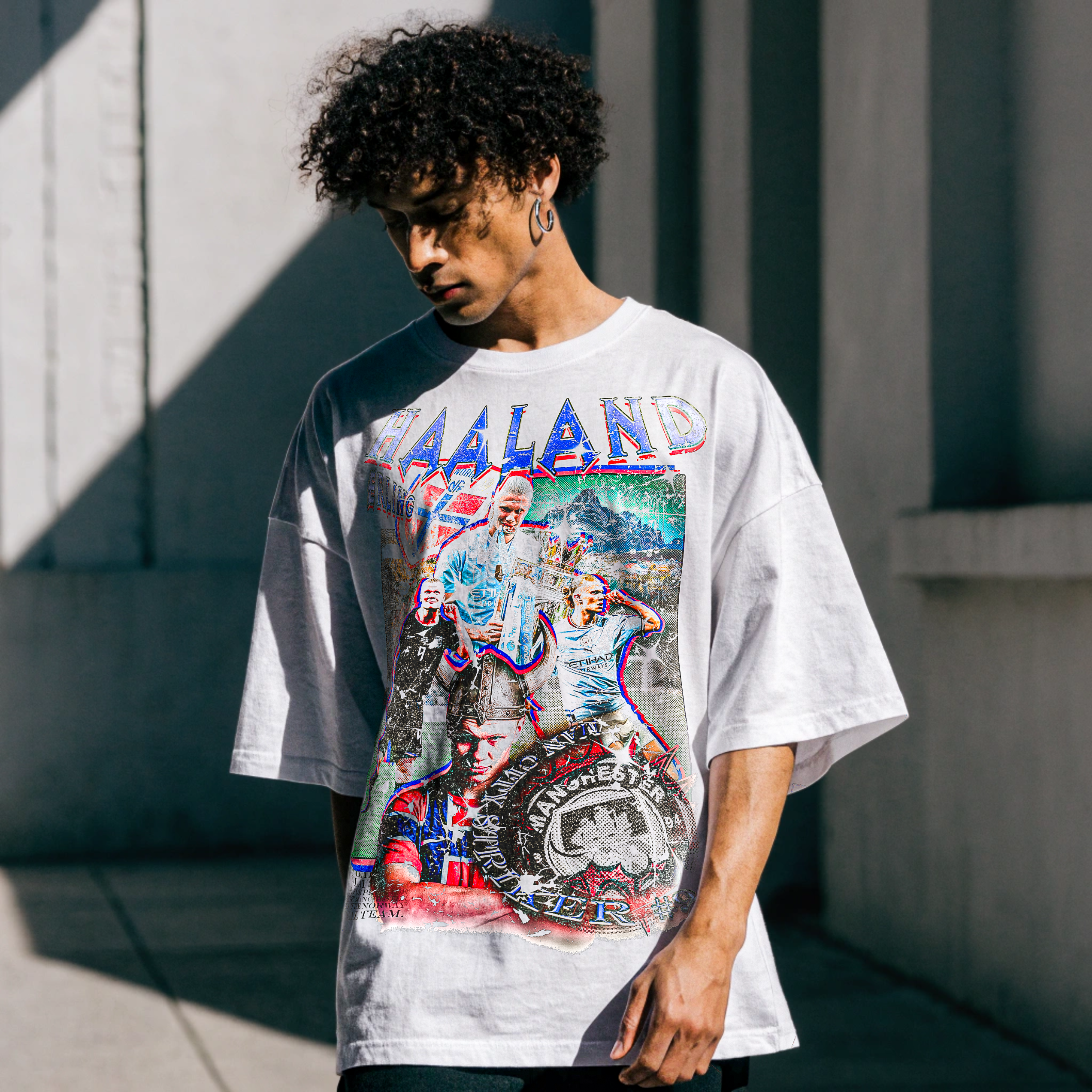 Vintage Erling Haaland Streetwear Loose Drop Shoulder T-Shirt