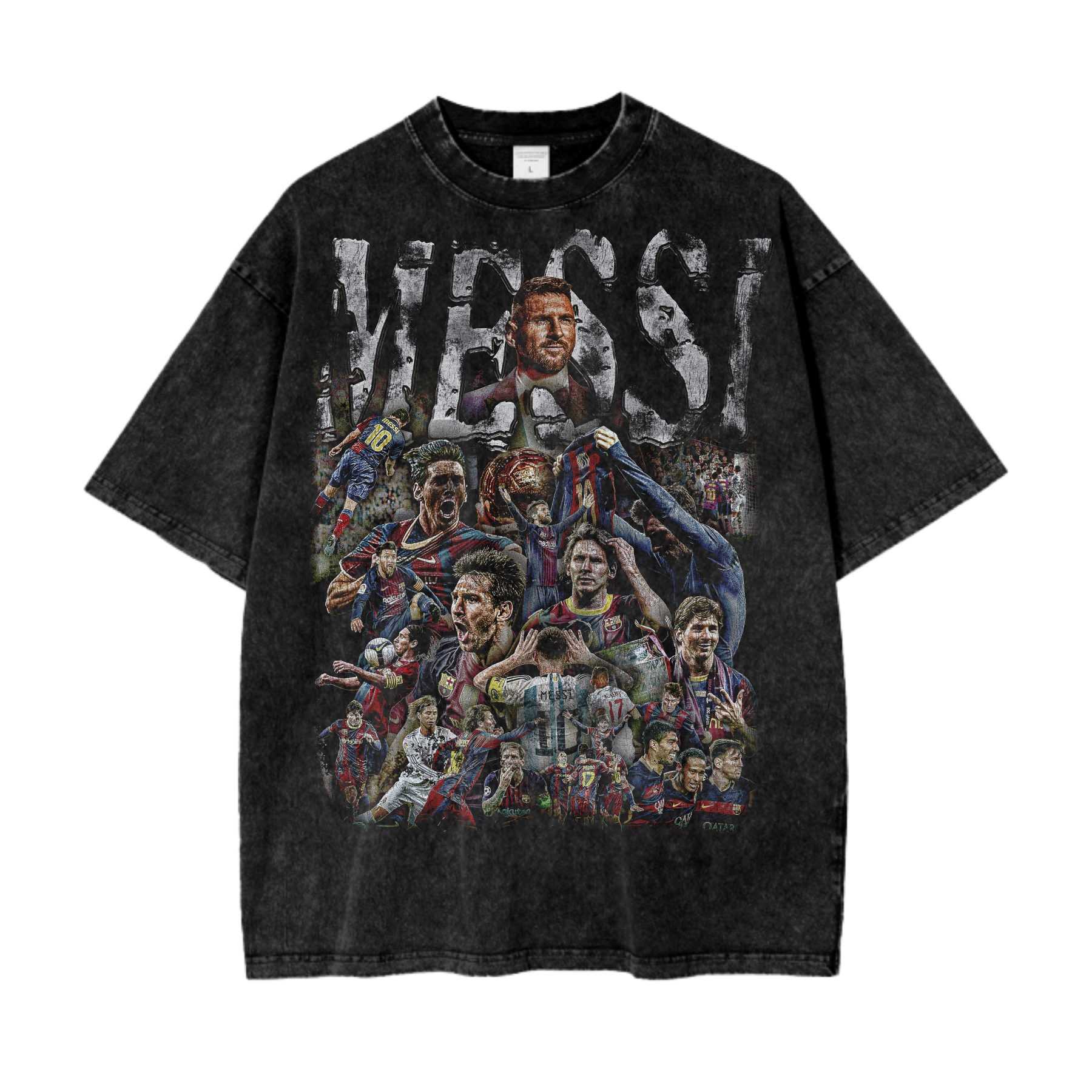 Vintage Lionel Messi Oversize Acid Washed T-Shirt