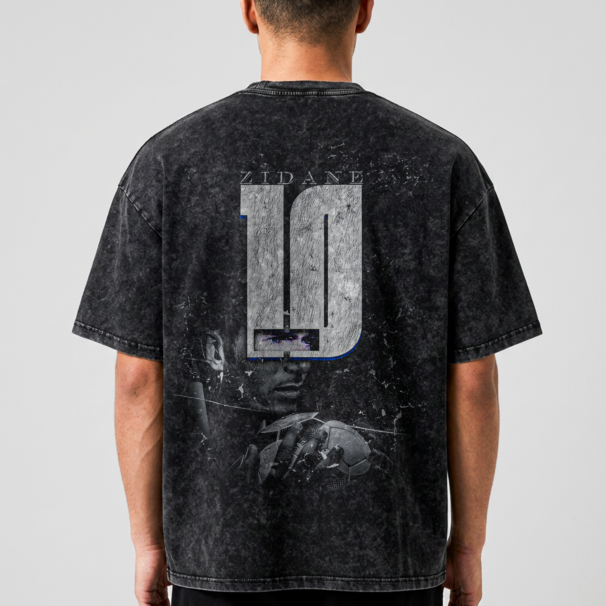 Vintage Zinedine Zidane Snow Washed Oversized Cotton T-Shirt