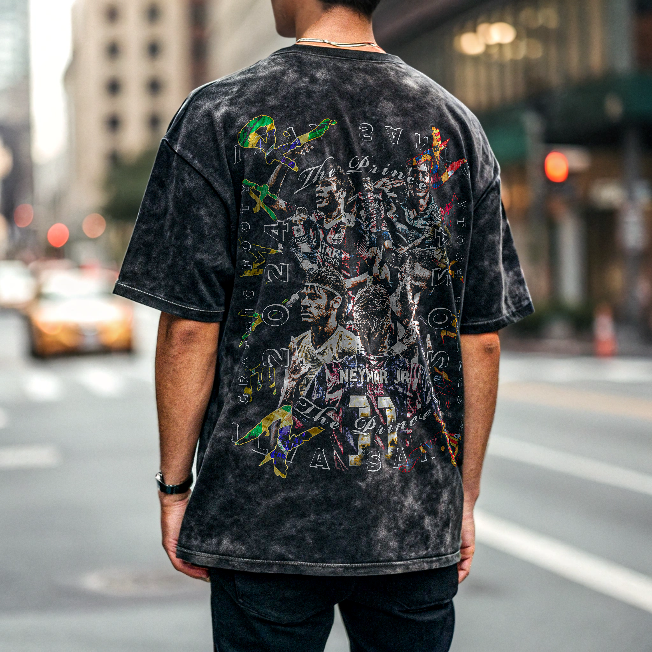 Vintage Neymar Jr Oversize Acid Washed T-Shirt