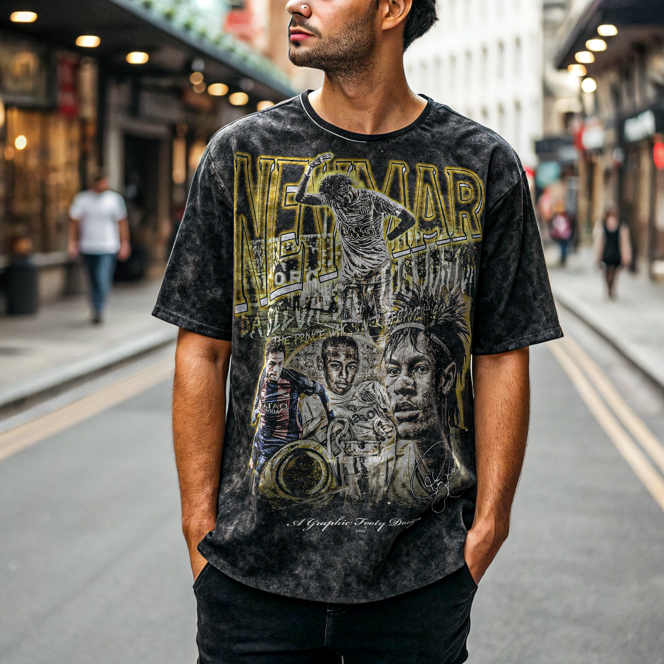 Vintage Neymar Jr Oversize Acid Washed T-Shirt