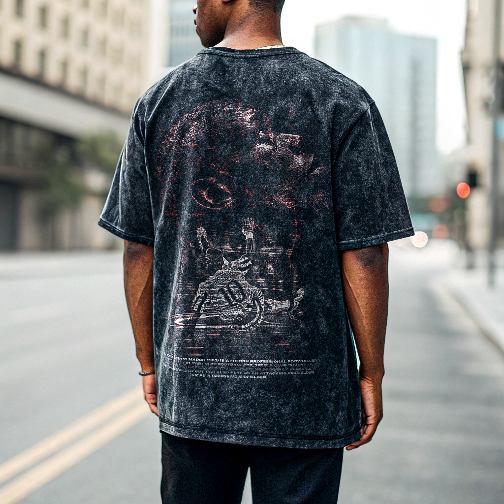 Vintage Paul Pogba Acid Wash Oversize T-Shirt - 250 GSM