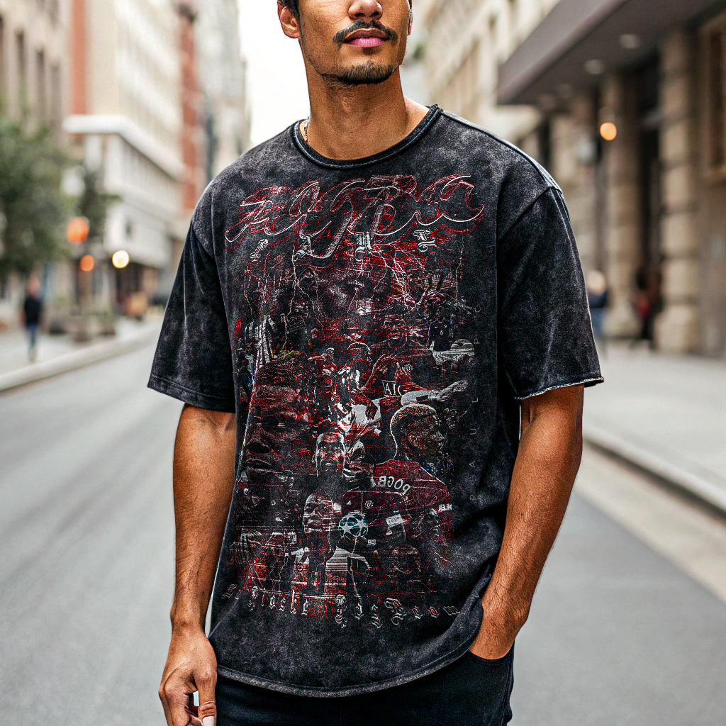 Vintage Paul Pogba Acid Wash Oversize T-Shirt - 250 GSM