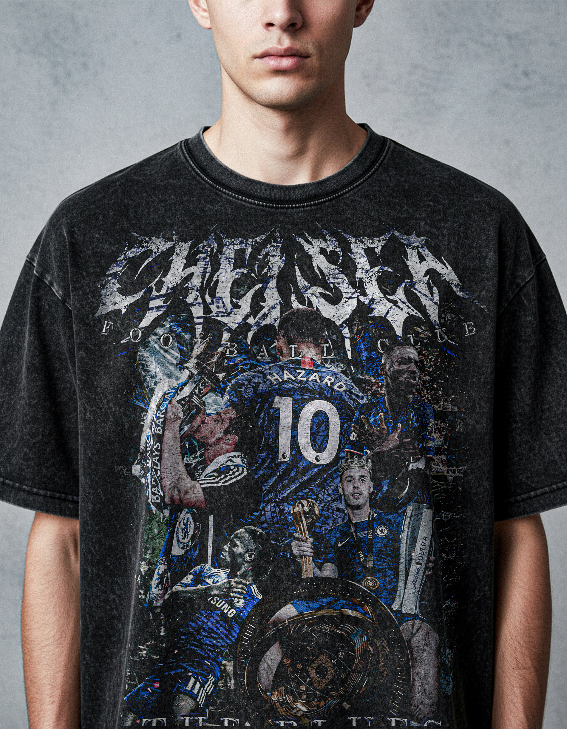 Vintage Chelsea FC "The Blues" Acid Washed Oversized Cotton T-Shirt