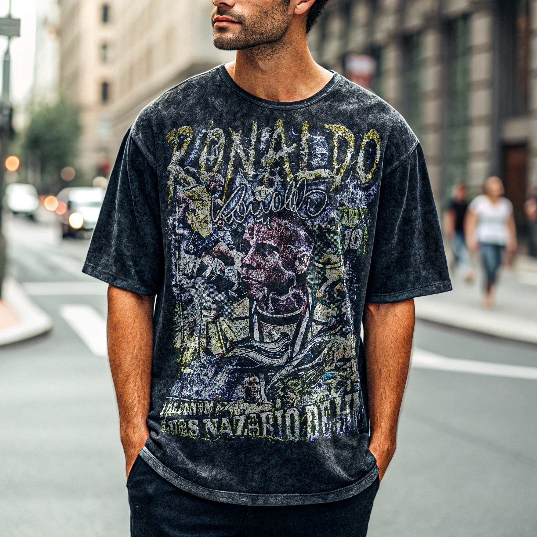 Vintage 'R9' Ronaldo Oversize Acid Washed T-Shirt