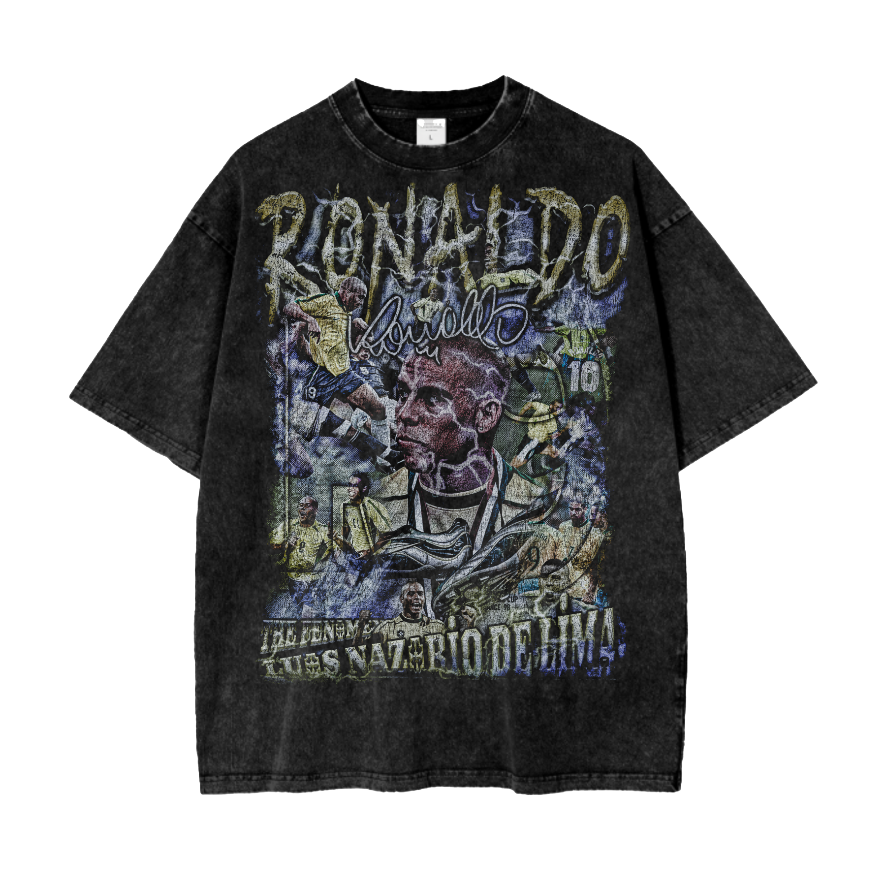 Vintage 'R9' Ronaldo Oversize Acid Washed T-Shirt