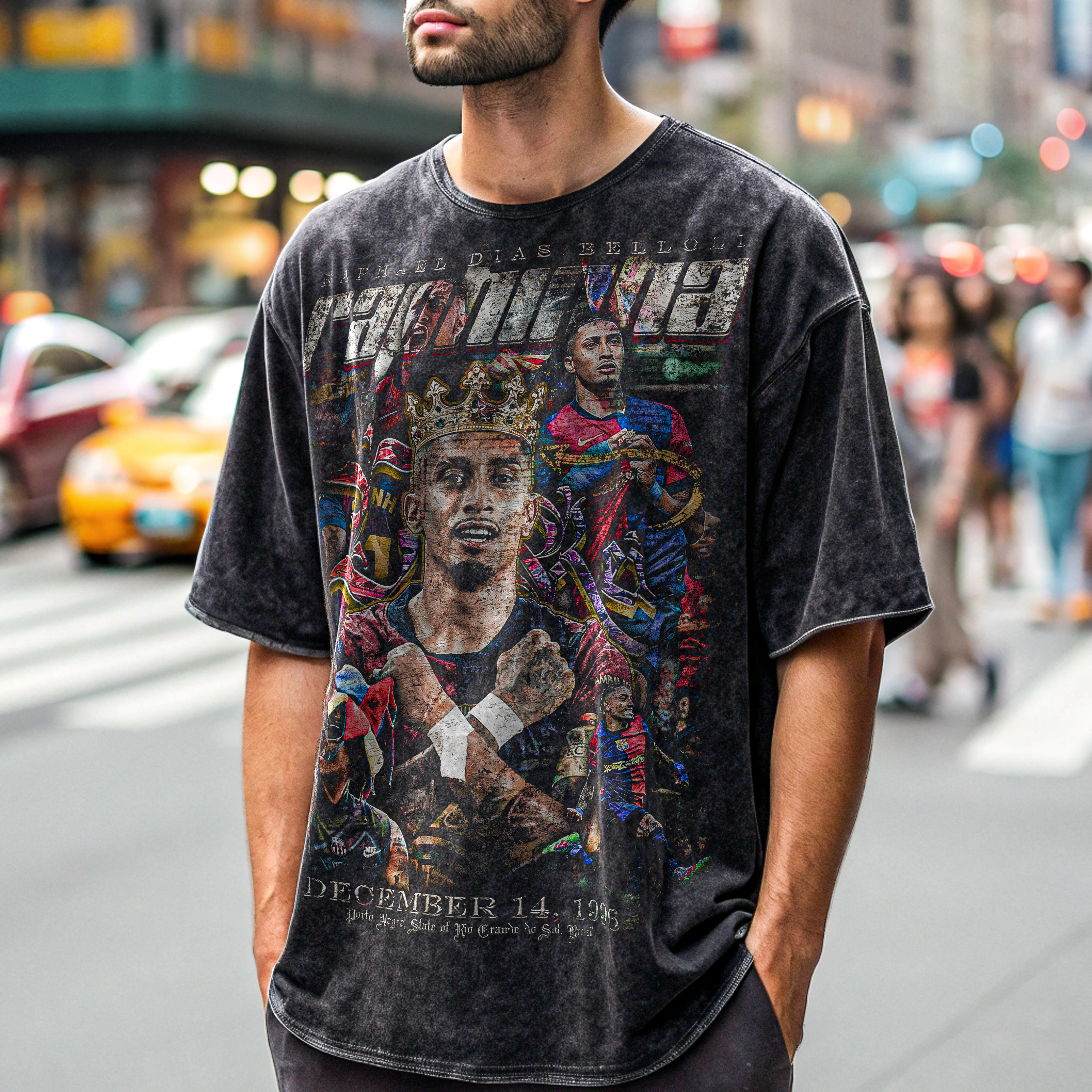 Vintage Raphinha "The King" Acid Washed Oversized Cotton T-Shirt