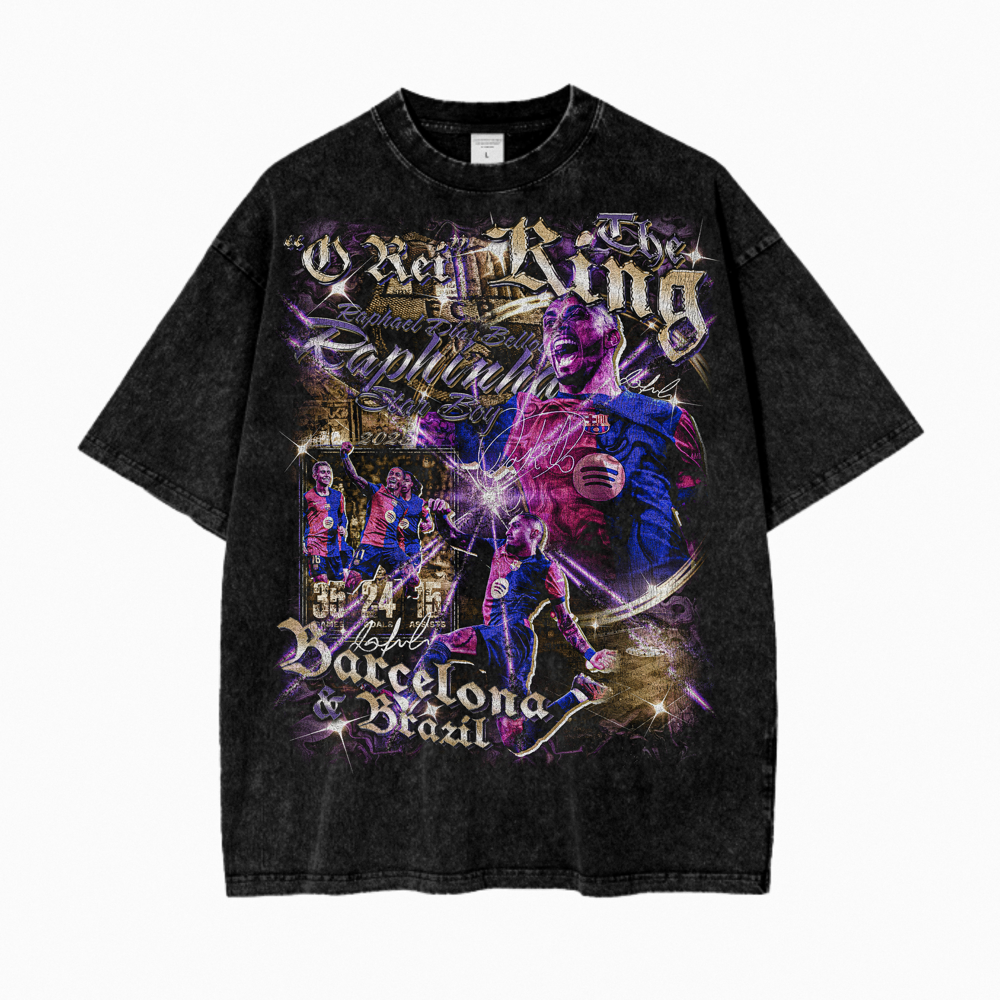 Vintage Raphinha Acid Wash Oversize T-Shirt - 250 GSM