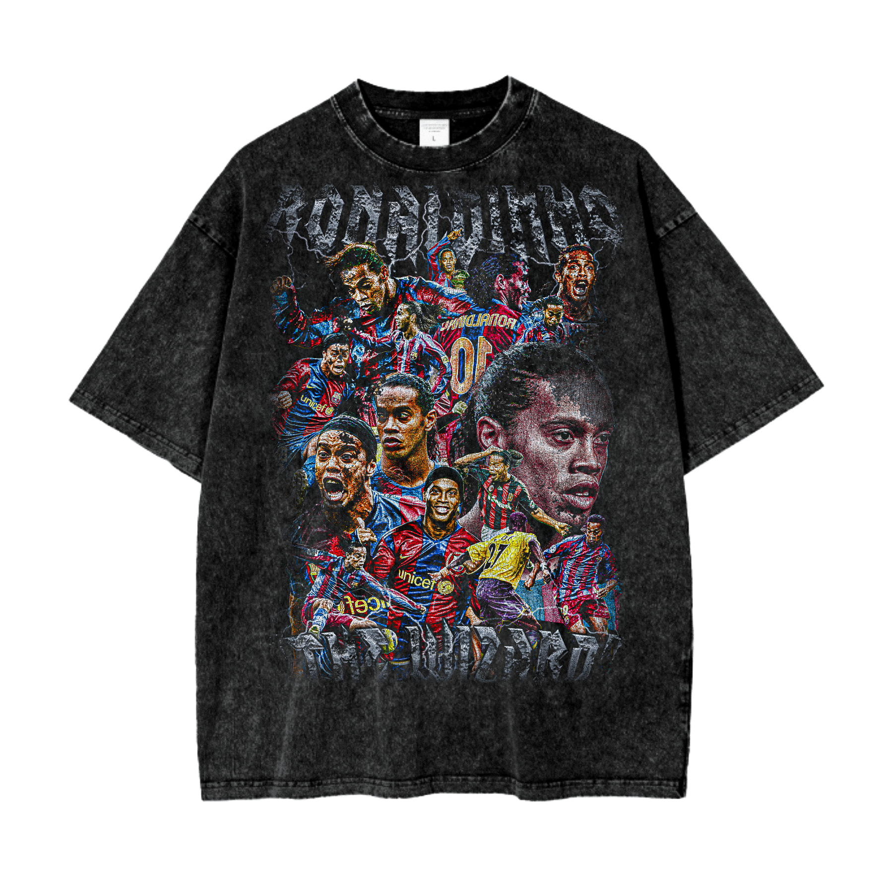Vintage Ronaldinho Barcelona Oversize Acid Washed T-Shirt