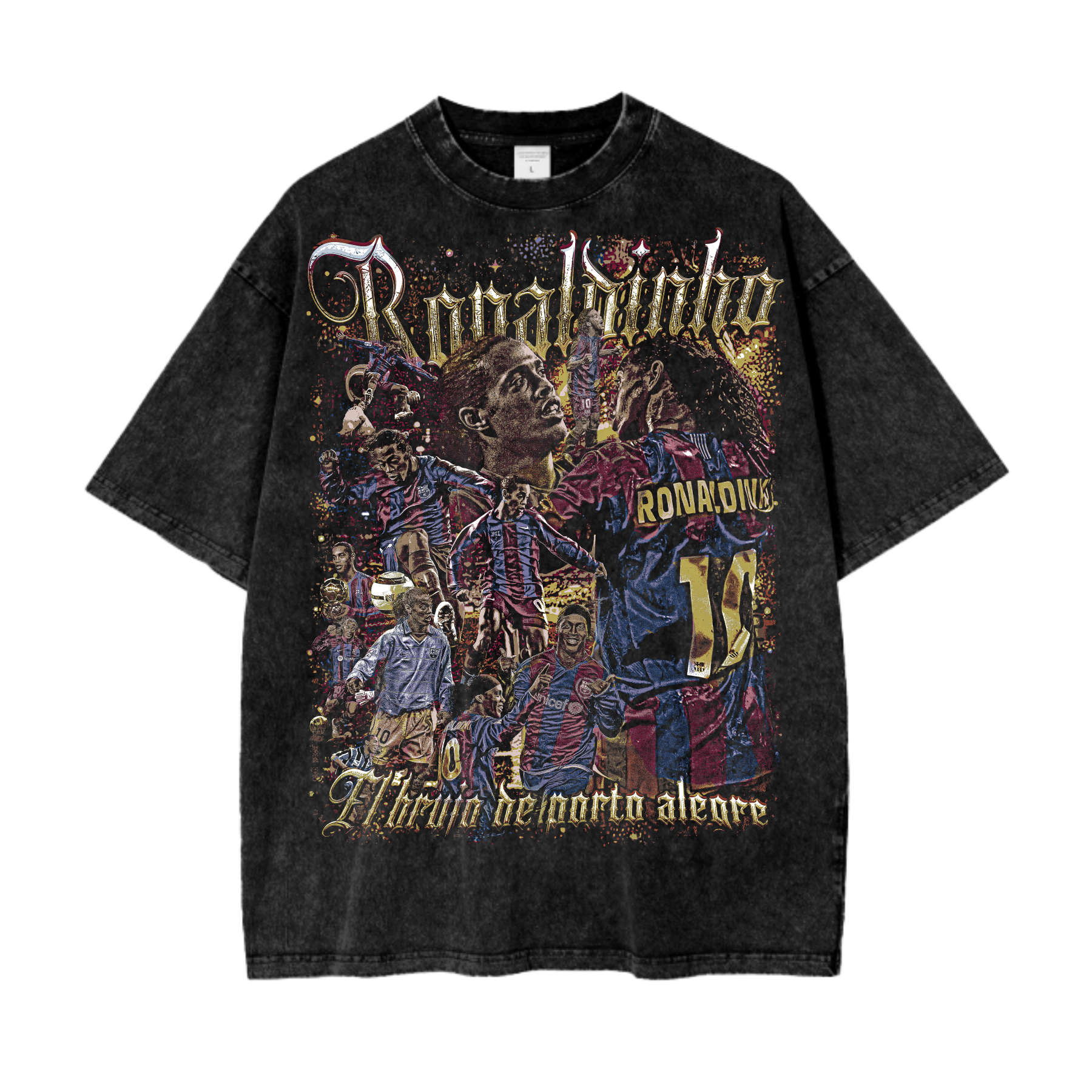Vintage Ronaldinho Graphic Oversize Acid Washed T-Shirt