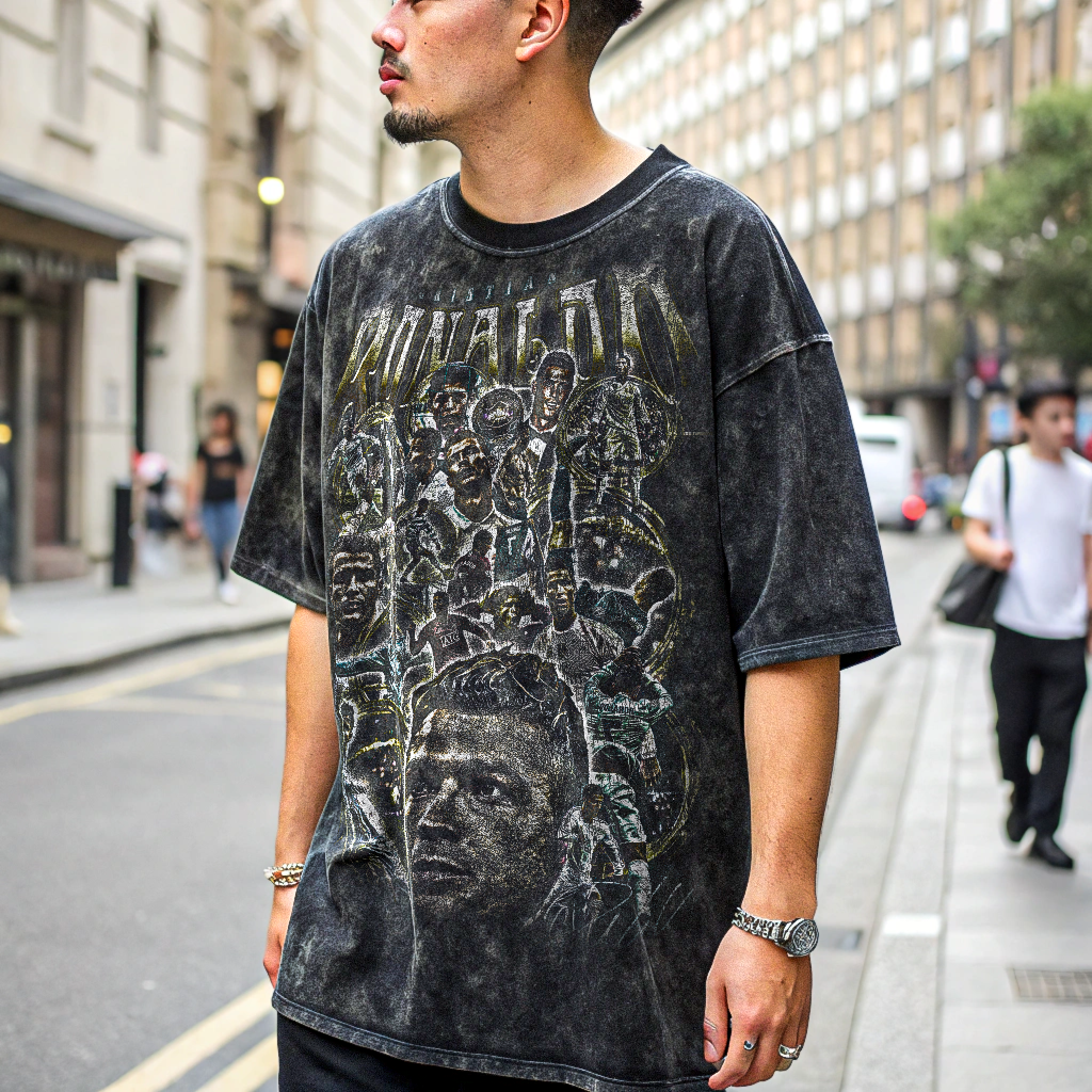 Vintage Cristiano Ronaldo Acid Wash Oversize T-Shirt - 250 GSM