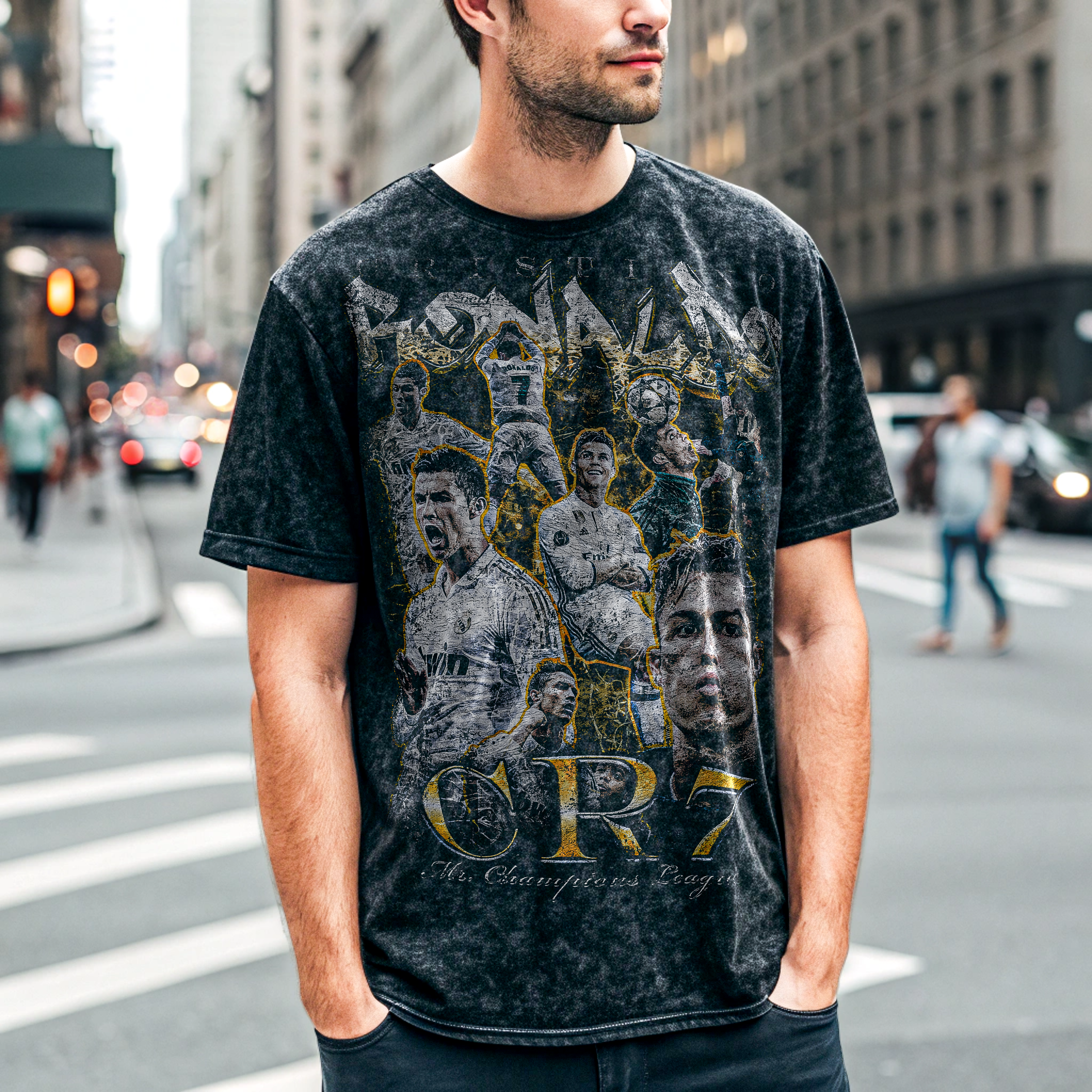 Vintage Cristiano Ronaldo Snow Washed Oversized Cotton T-Shirt