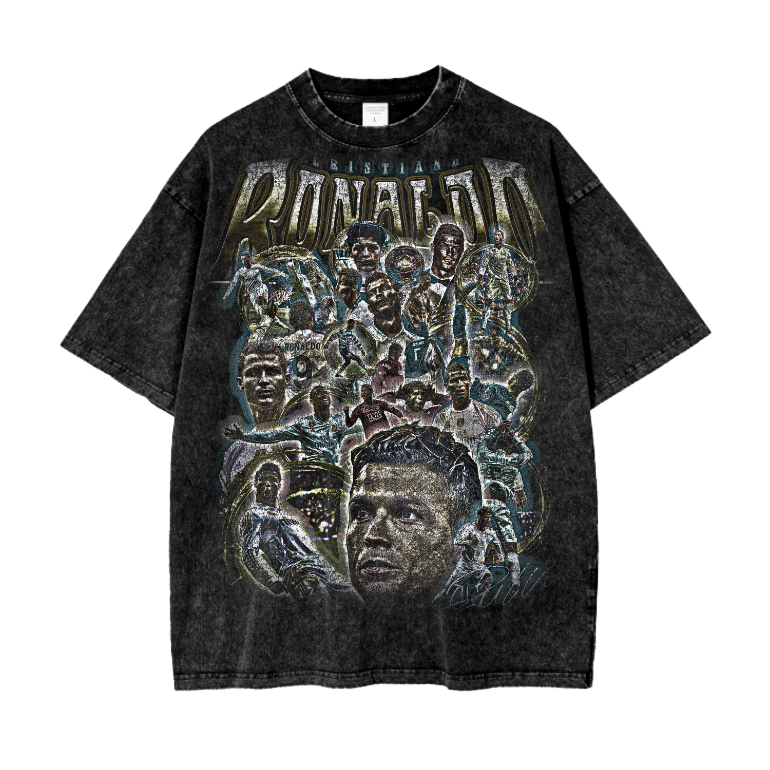 Vintage Cristiano Ronaldo Acid Wash Oversize T-Shirt - 250 GSM