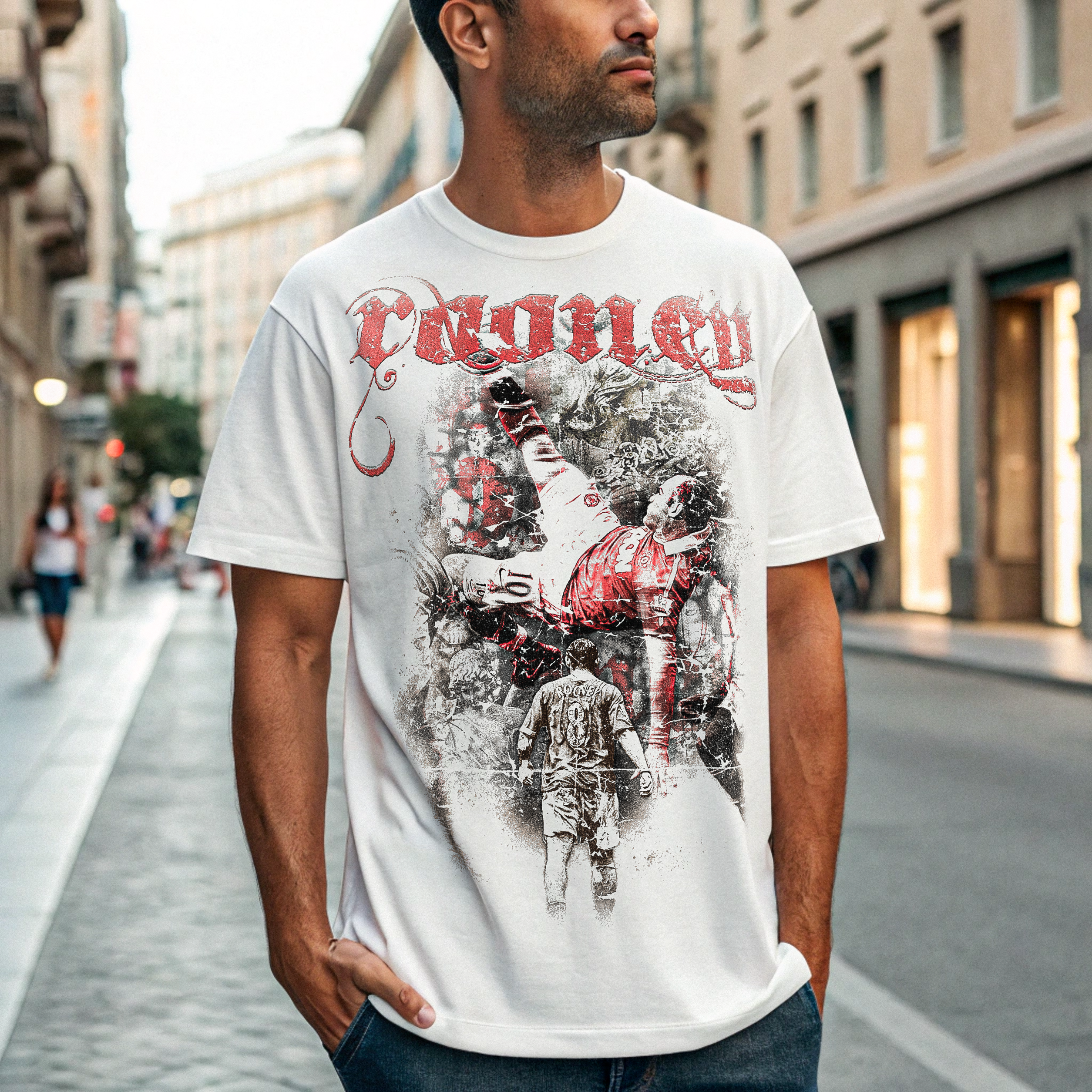 Vintage Wayne Rooney Streetwear Loose Drop Shoulder T-Shirt