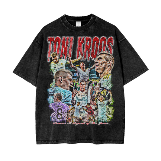 Vintage Toni Kroos Graphic Acid Wash Oversize T-Shirt - 250 GSM