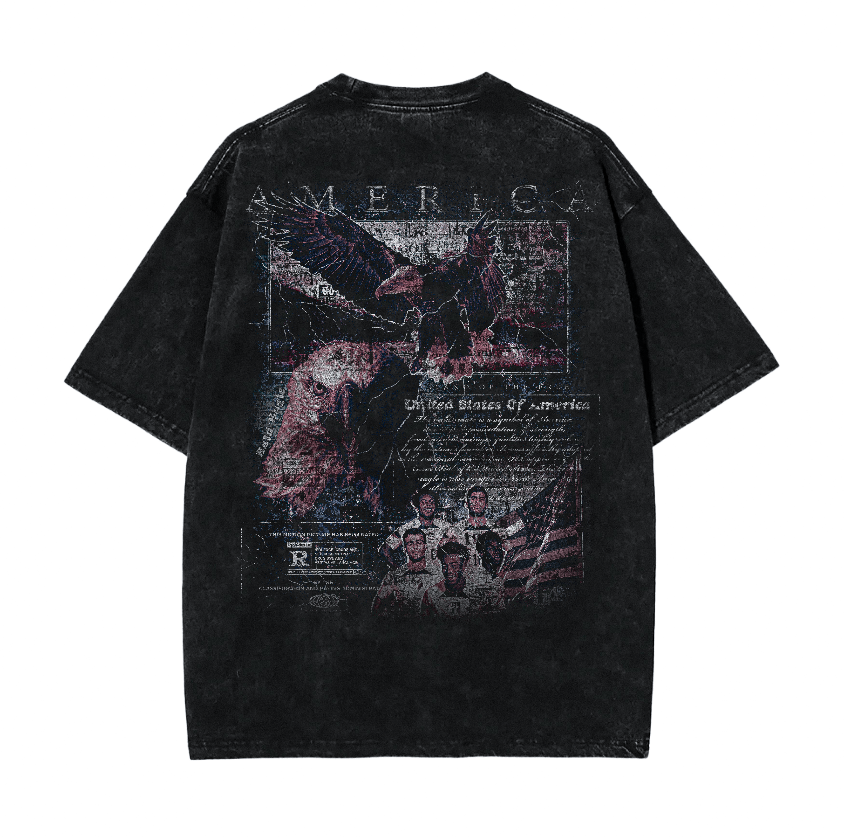 Vintage USA Football Acid Wash Oversize T-Shirt - 250 GSM
