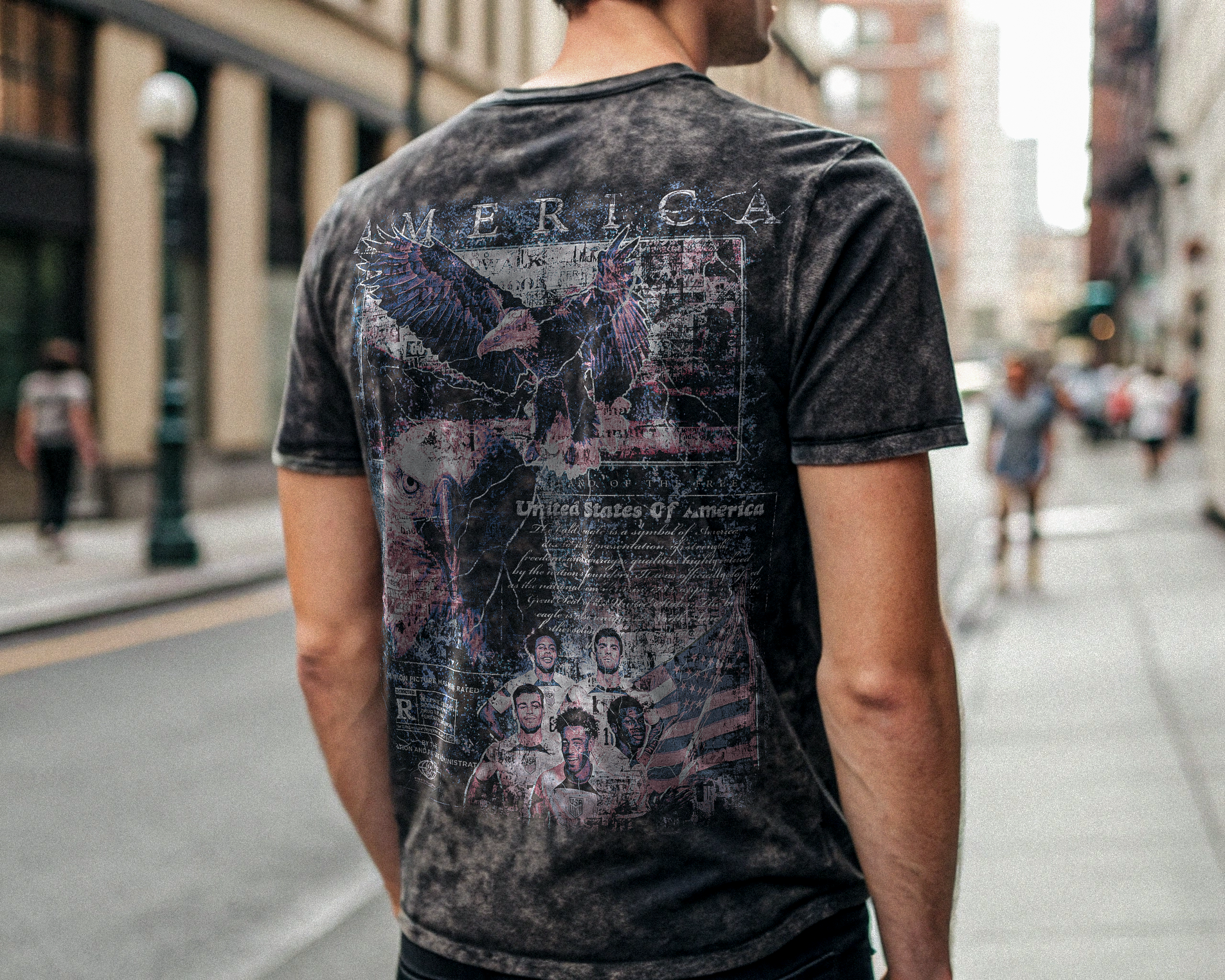 Vintage USA Football Acid Wash Oversize T-Shirt - 250 GSM