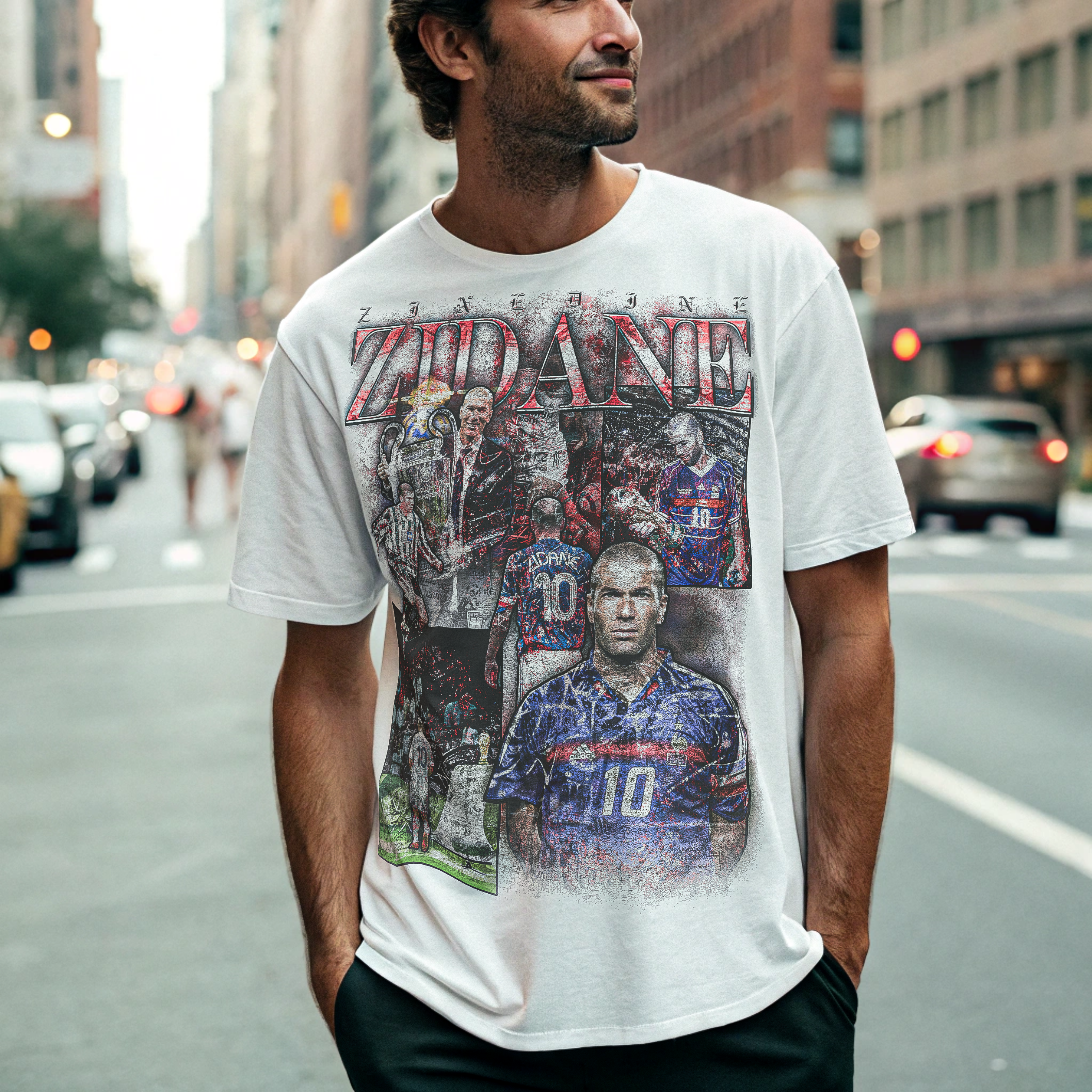 Vintage Zinedine Zidane Streetwear Loose Drop Shoulder T-Shirt