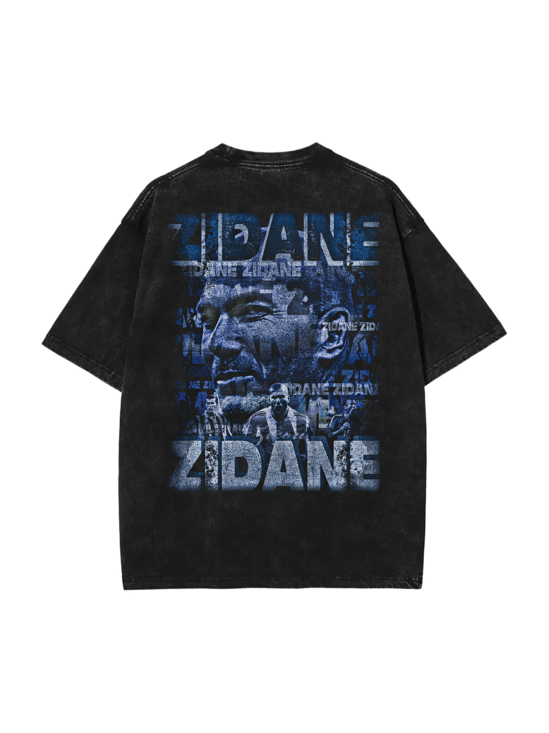Vintage Zinedine Zidane Acid Wash Oversize T-Shirt - 250 GSM